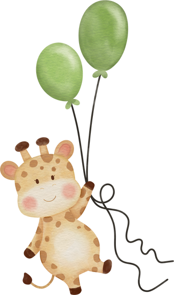 Cute giraffe holding balloons
